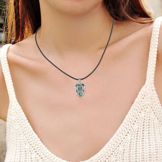 YFN St. Michael Kreuz Halskette für Frauen Männer Sterling Silber Religiöse Beschützer Anhänger St. Michael Erzengel Schmuck Geschenke (abalone)
