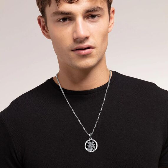 Onyx Heiliger Michael Kette Sterling Silber St Michael Kette Onyx Saint Michael Anhänge Erzengel Michael Halskette Rund Amulett Schmuck für Herren
