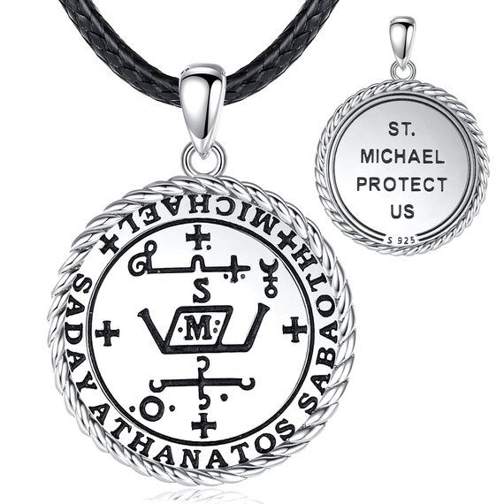 EUDORA Harmony Ball Siegel des Heiligen Michael Kette für Damen Herren Sterling Silber 925, Erzengel St. Michael Anhänger Medaillen, Religiöser Amulett Runen Schmuck Geschenk für Damen Herren,61CM