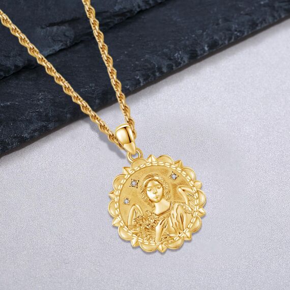 XIXLES S925 Sterling Silber St Raphael Halskette Erzengel Saint Raphael Amulett Anhänger Halskette Patron Saints Schutz Halsketten Schmuck Geschenke für Frauen