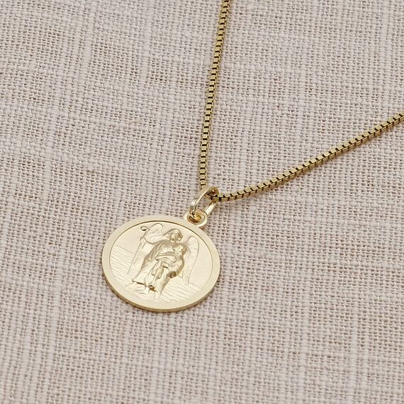 trendor Erzengel Raphael Anhänger Gold 333 an goldplattierter Kette elegantes Schmuckstück für Damen und Herren, zauberhafte Geschenkidee, 41432-45 45 cm