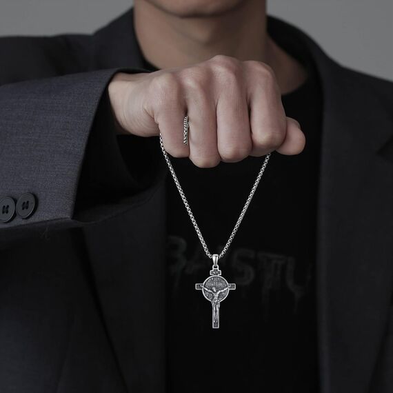 Wundertätige Medaille Kruzifix Kette Sterling Silber Kruzifix Halskette Jungfrau Maria Kette Maria Medaille Wundertätige Medaille Anhänger Halskette Geschenk für Herren