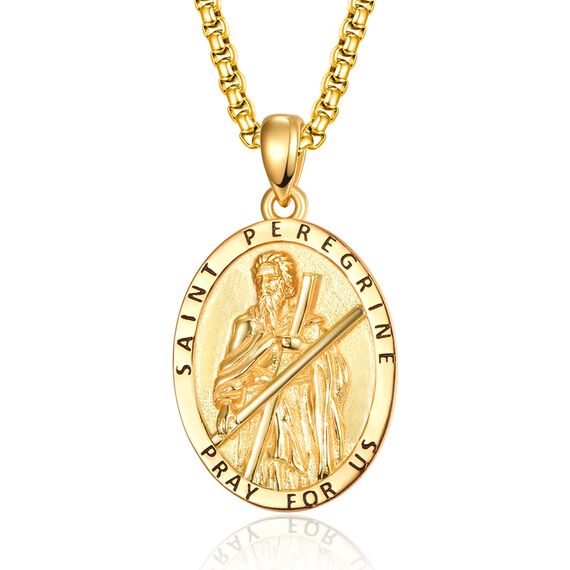 ADMETUS Gold Heiliger Andreas Anhänger Halskette 925 Sterling Silber Heiliger Andrew Medaille Schutz Schmuck Religiöse Geschenk für Herren