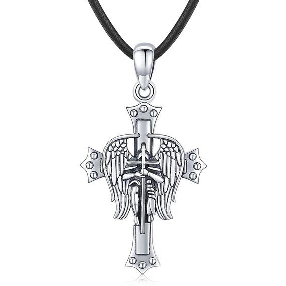Eusense Halskette Erzengel Michael/St. Benedikt/Heiliger Christophorus/Jungfrau Maria/Kruzifix, katholischer Anhänger, religiös, 925er Silber, Schmuck, Amulett, Schutzmedaille für Herren und Damen,