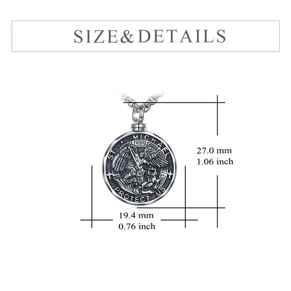 YFN Heiliger Michael Urne Halskette für Asche Sterling Silber Religiöser Beschützer Kremation Anhänger St Michael Erzengel Schmuck Geschenke für Damen Herren