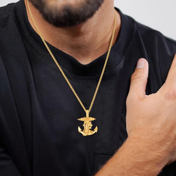 Gold Heiliger Michael Anker Kette 925 Sterling Silber Anker Kettenanhänger Halskette Männer Gold Erzengel Michael Halskette Anhänge Anchor Schmuck für Herren