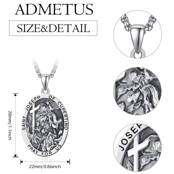 Heiliger Joseph von Cupertino Medaille Sterling Silber St Joseph of Cupertino Anhänger Halskette St. Joseph von Cupertino Luftfahrt Halskette Fliegender Schmuck für Herren