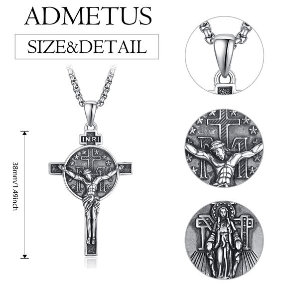 Wundertätige Medaille Kruzifix Kette Sterling Silber Kruzifix Halskette Jungfrau Maria Kette Maria Medaille Wundertätige Medaille Anhänger Halskette Geschenk für Herren