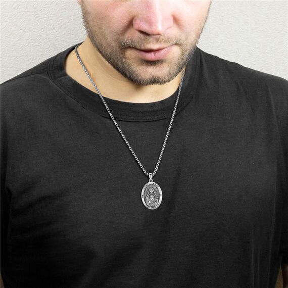 Heiliger Anne Anhänger Sterling Silber Heiliger Anne Medaille Herren St. Anne Halskette Kette Schutz Schmuck Religiöse Geschenke