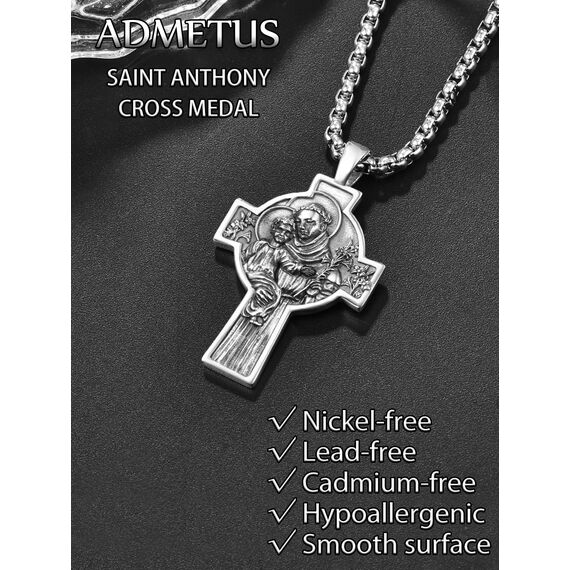 Heiliger Antonius Kreuz Anhänger Silber 925 Heiliger Antonius Kette Heiliger Antonius Von Padua Medaille Schmuck Religiöse Geschenk für Herren
