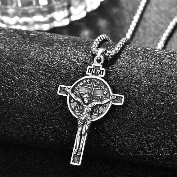 Wundertätige Medaille Kruzifix Kette Sterling Silber Kruzifix Halskette Jungfrau Maria Kette Maria Medaille Wundertätige Medaille Anhänger Halskette Geschenk für Herren