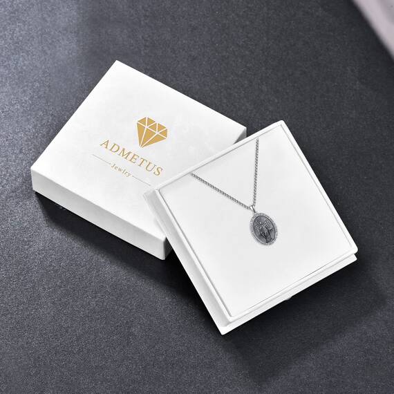 ADMETUS Wundertätige Medaille Sterling Silber Jungfrau Maria Kette Heilige Maria Medaille Katholische Anhänger Schutz Schmuck Religiöse Geschenk für Herren