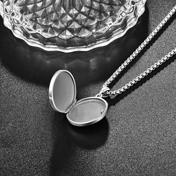 ADMETUS Foto Medaillon Heiliger Benedikt Anhänger Sterling Silber San Benito Medallion für Foto Bilder Heiliger Benedikt Medaille Schmuck Geschenk für Herren
