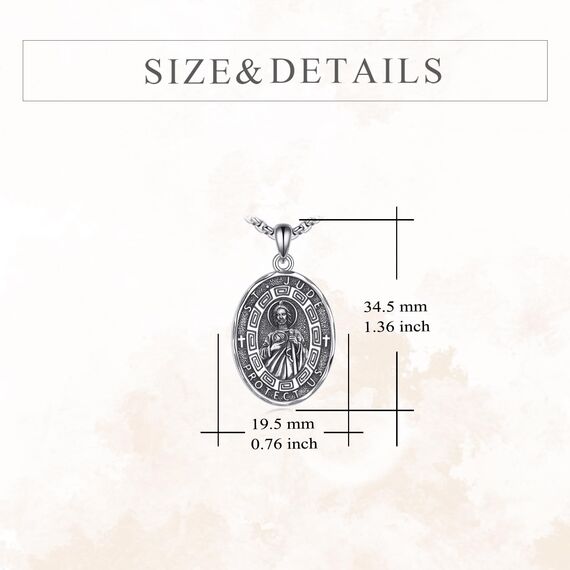 YFN Heiliger Judas Halskette Sterling Silber Religiöser Beschützer Anhänger Kette St Jude Medaille Schmuck Geschenke für Damen Herren