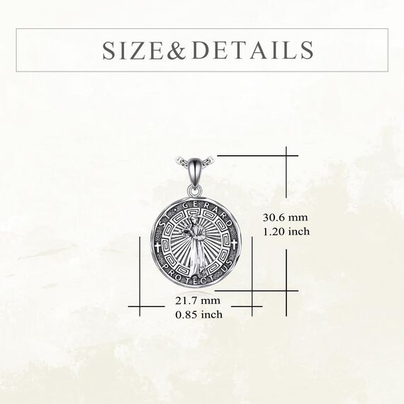 YFN Heiliger Gerard Halskette Sterling Silber Religiöse Beschützer Anhänger St Gerard Schmuck Geschenke für Frauen Männer