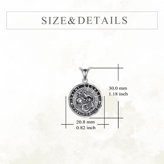 YFN Heiliger Georg Halskette Sterling Silber Religiöse Beschützer Anhänger St. George Schmuck Geschenke für Damen Herren