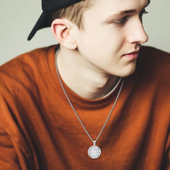 Eusense Saint Benedict Medal St Benedikt Halskette Heiliger Kette Christian Catholic Patron Anhänger Religiöser Schmuck für Herren Damen