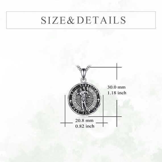 YFN Heiliger Sebastian Halskette Sterling Silber Religiöser Beschützer Anhänger St Sebastian Schmuck Saint Sebastian Geschenke für Damen Herren