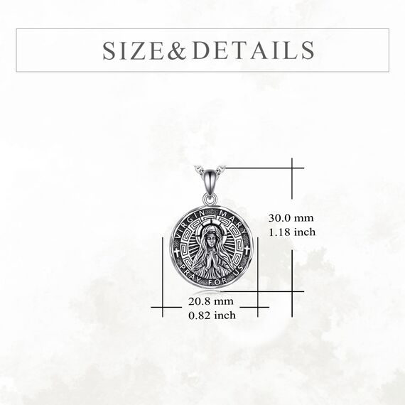 YFN Jungfrau Maria Halskette Sterling Silber Religiöse Beschützer Anhänger Virgin Mary Schmuck Geschenke für Damen Herren