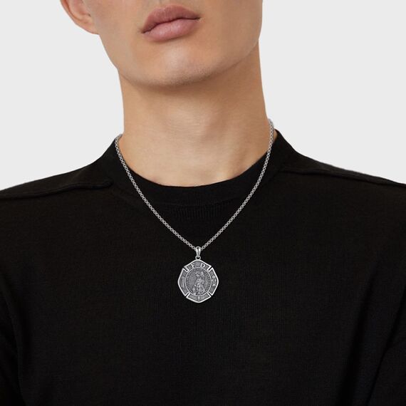YFN Heiliger Florian Halskette Sterling Silber Religiöser Beschützer Anhänger Sankt Florian Schmuck Geschenke für Herren Feuerwehrmänner