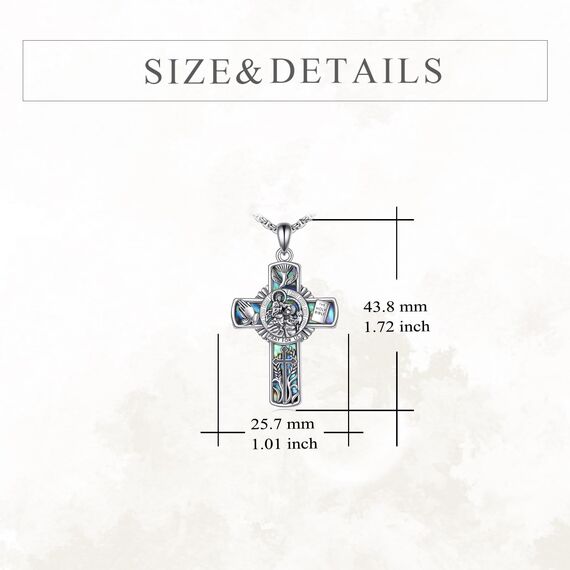 YFN Heiliger Christopherus Kreuz Halskette Sterling Silber Religiöser Beschützer Anhänger St Christopher Schmuck Saint Christopher Geschenke für Damen Herren