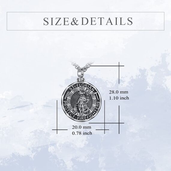 YFN Heiliger Florian Urne Halskette für Asche Sterling Silber Religiöser Beschützer Kremation Anhänger Sankt Florian Schmuck Geschenke für Damen Herren