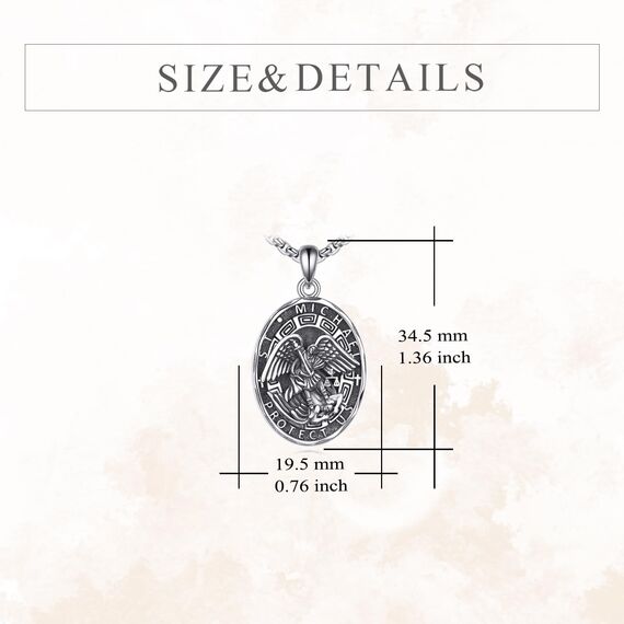 YFN Saint Michael Halskette Sterling Silber Religiöser Beschützer Anhänger Kette St Michael Medaille Schmuck Geschenke für Damen Herren