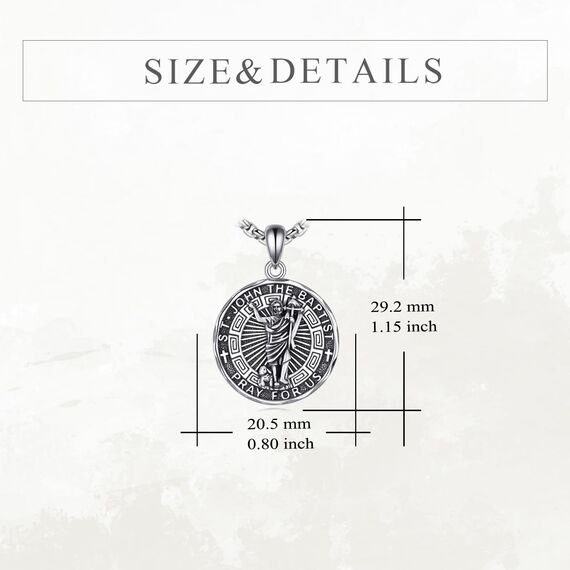 YFN Heiliger Johannes der Täufer Halskette Sterling Silber Religiöse Beschützer Anhänger John The Baptist Schmuck Geschenke für Damen Herren