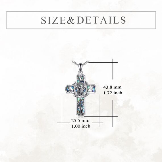 YFN Heiliger Franziskus Kreuz Halskette Sterling Silber Religiöse Beschützer Anhänger St Francis Schmuck Saint Francis Geschenke für Damen Herren