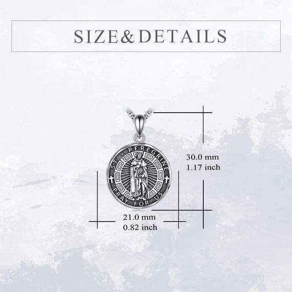 YFN Heiliger Peregrine Halskette Sterling Silber Religiöser Beschützer Anhänger St Peregrine Schmuck Saint Peregrine Geschenke für Damen Herren