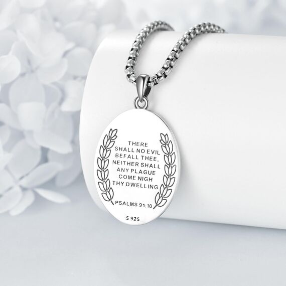 YFN Oval Heiliger Michael Halskette Sterling Silber Religiöse Beschützer Anhänger St Michael Erzengel Schmuck Saint Michael Geschenke für Damen Herren