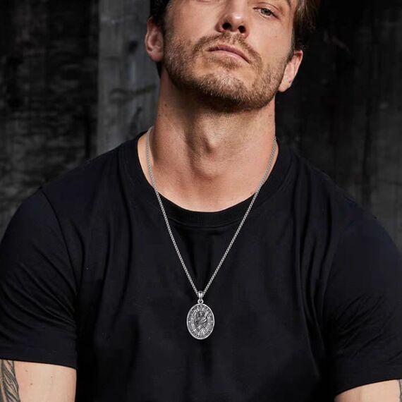 YFN Heiliger Andreas Halskette Sterling Silber Anhänger Kette Medaille St Andreas Schmuck Geschenke für Damen Herren