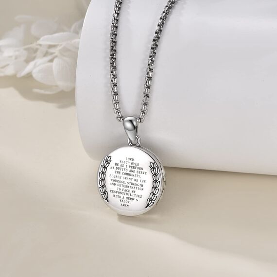 YFN Heiliger Florian Foto Halskette Sterling Silber Religiöser Beschützer Medaillon Anhänger Sankt Florian Schmuck Geschenke für Damen Herren