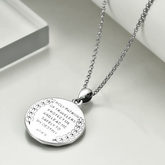YFN Heiliger Christophorus Halskette Sterling Silber St Christopher Anhänger Religiöser Schmuck Sankt Christophorus Geschenke für Damen Herren