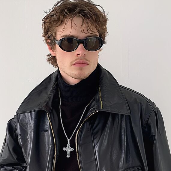 Eusense Sankt Michael Kreuz Halskette 925 Silber Sankt Michael Anhänger Erzengel Beschützt uns Medaille Schutzpatron Amulett Religiöser Schmuck Geschenke für Männer Frauen