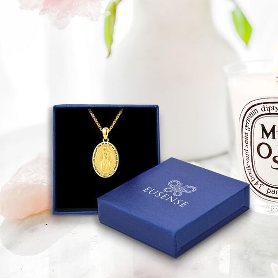 Eusense Jungfrau Maria Halskette Miraculous Holy Mary Anhänger 925 Silber Religiöse Katholische Amulett Beschützer Talisman Schmuck Geschenk für Frauen Männer