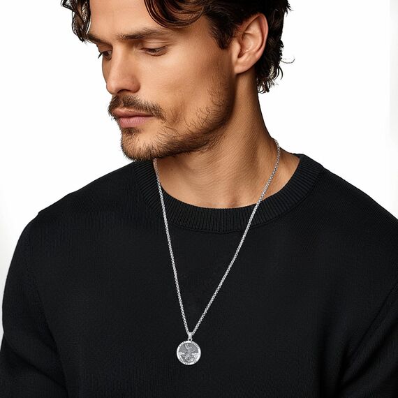 Eusense Saint Michael Halskette 925 Sterling Silber Erzengel Anhänger St Michael Anhänger Heilige Amulett Schmuck Geschenk für Männer