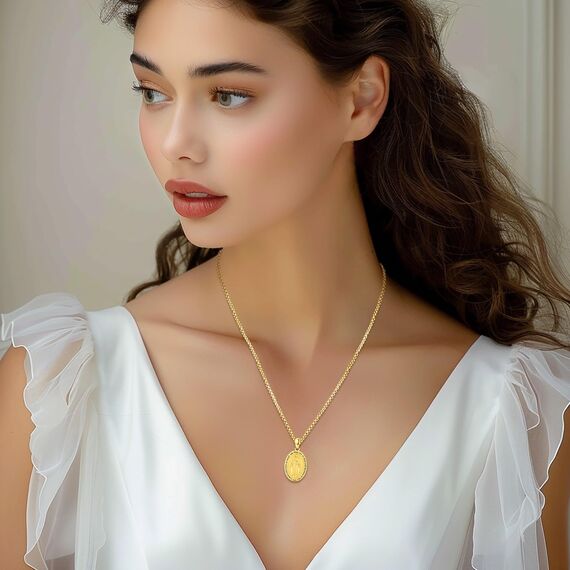 Eusense Jungfrau Maria Halskette Miraculous Holy Mary Anhänger 925 Silber Religiöse Katholische Amulett Beschützer Talisman Schmuck Geschenk für Frauen Männer