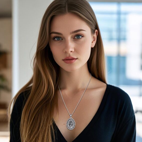 YFN Heiliger Andreas Halskette Sterling Silber Anhänger Kette Medaille St Andreas Schmuck Geschenke für Damen Herren