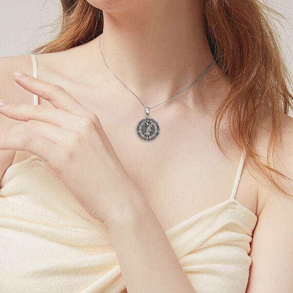 YFN Heiliger Christophorus Halskette Sterling Silber St Christopher Anhänger Religiöser Schmuck Sankt Christophorus Geschenke für Damen Herren