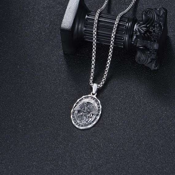 YFN Saint Michael Halskette Sterling Silber Religiöser Beschützer Anhänger Kette St Michael Medaille Schmuck Geschenke für Damen Herren