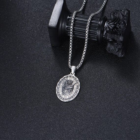 YFN Heiliger Andreas Halskette Sterling Silber Anhänger Kette Medaille St Andreas Schmuck Geschenke für Damen Herren