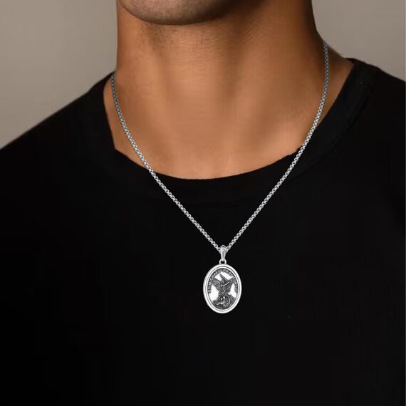 DOTBJ 925 Sterling Silber Erzengel Michael Anhänger Kette mit Edelstahlkette 55,88cm + 5cm