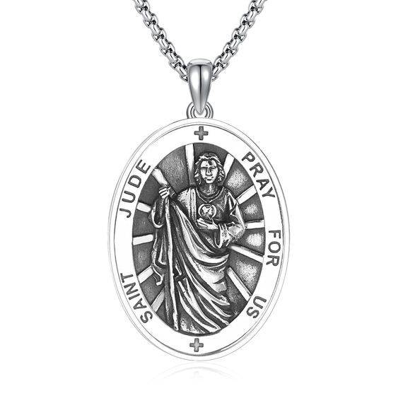 DOTBJ 925 Sterling Silber Heiliger Judas Anhänger Kette mit Edelstahlkette 55,88cm + 5cm