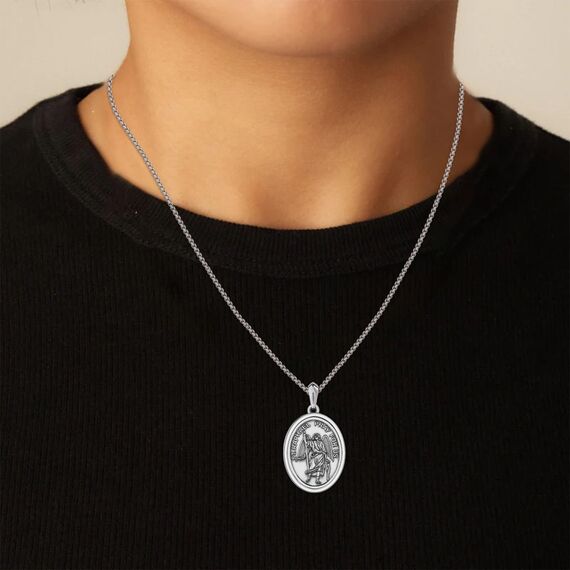 DOTBJ 925 Sterling Silber Erzengel Raphael Anhänger Kette mit Edelstahlkette 55,88cm + 5cm