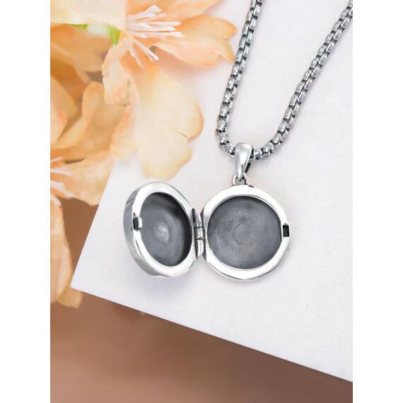 Shusukue Personalisierte Erzengel ST Michael Anhänger mit Foto Amulett Medallion zum öffnen 925 Silber Halsketten für Mann Herren Männer Religiöse Fotoschmuck