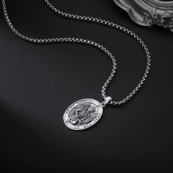 DOTBJ 925 Sterling Silber Erzengel Gabriel Anhänger Kette mit Edelstahlkette 55,88cm + 5cm
