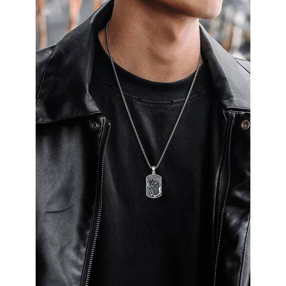 Shusukue St. Christoph Kette Sterling Silber Saint Christoph Amulett Schutzpatron Halskette Medaillen Gebetsmünzen Anhänger Christlicher Religiöser Schmuck für Frauen Männer