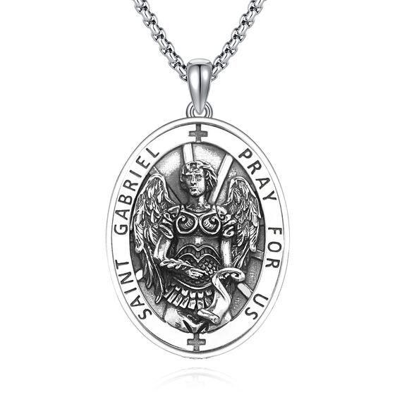 DOTBJ 925 Sterling Silber Erzengel Gabriel Anhänger Kette mit Edelstahlkette 55,88cm + 5cm