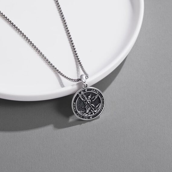 DOTBJ 925 Sterling Silber St Michael Anhänger Kette mit Edelstahlkette 55,88cm + 5cm